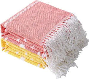 Genovega 2 Packs Oversized Cotton Turkish Beach Bath Towel Set 74"x38" Extra Large Sand Free Quick Dry Swim Camping Pool Clearance Towels Travel Blanket Adult Essentials Stripe Orange Yellow