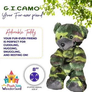 G.I. Camo Bear 8 inch Soft Plush Teddy Dressed in Camouflage – Ideal Gift for Little Soldier Young Military Enthusiasts and Cuddle Buddies
