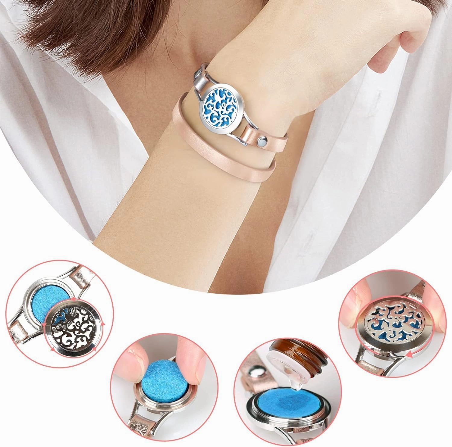 Gifts for Women - Mothers Day Mom Gifts, Aromatherapy Essential Oil Diffuser Bracelet Gift Set, Xmas Christma s Gifts Birthday Gifts for Women, Mom, Best Friend, Sister, Wife, Gold