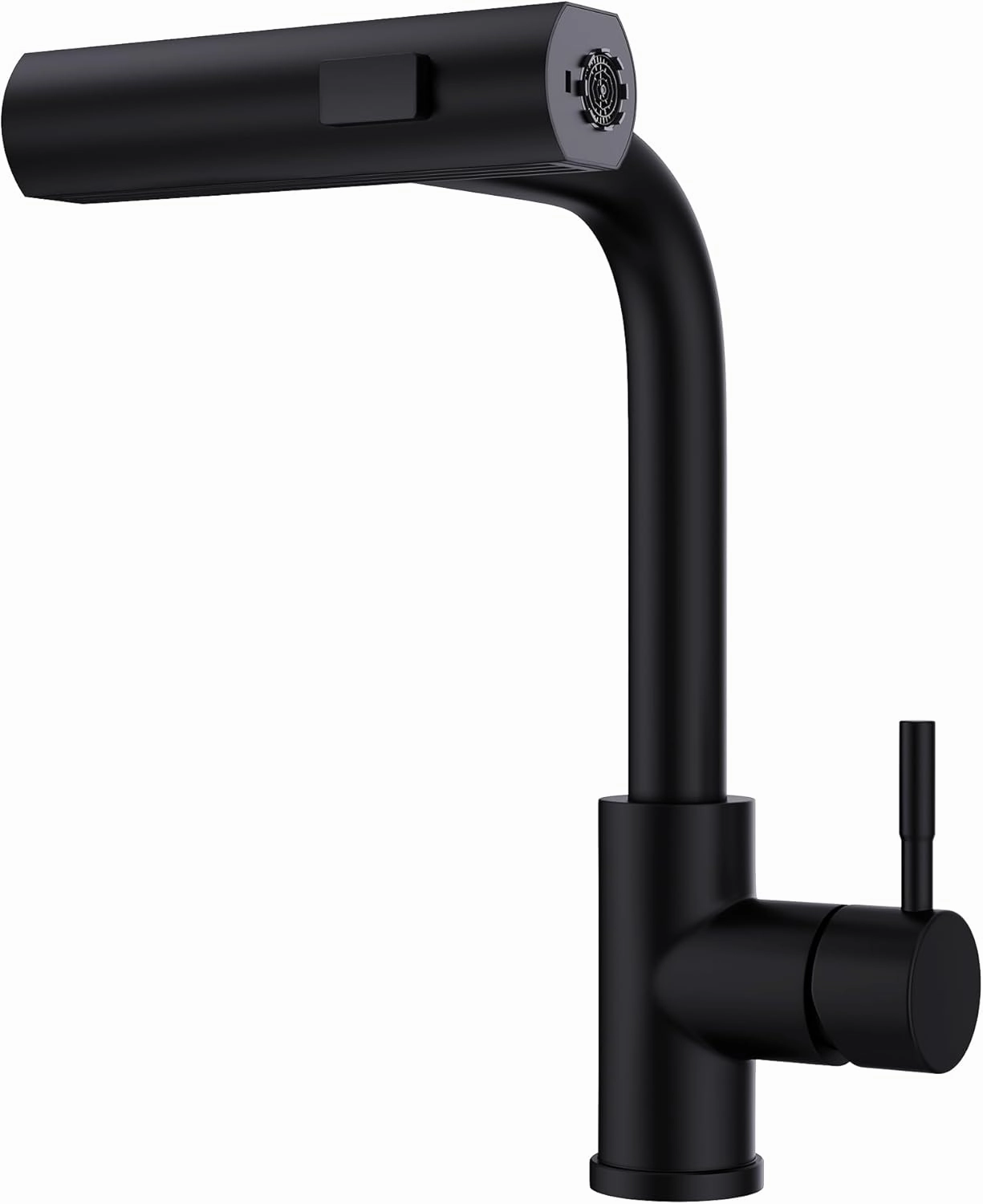 GIMILI Matte Black Waterfall Kitchen Faucet with Pull Down Sprayer Single Hole Handle Kitchen Sink Faucets Commercial Modern Faucets for Pull Down Sprayer Kitchen Sinks