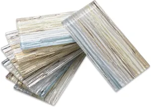 Glass Subway Tile 3 x 6 Inch Pack of 40 Yellow Blue for Kitchen Backsplash Bathroom Wall（Desert Oasis,40Pcs）