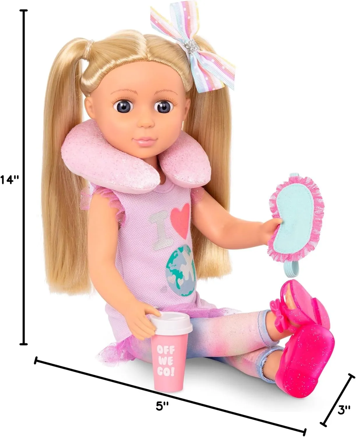 Glitter Girls - Percy14-inch Poseable Fashion Doll with Travel Accessories & Camera - Blonde Hair & Unique Purple Eyes - Dolls for Girls Age 3 & Up
