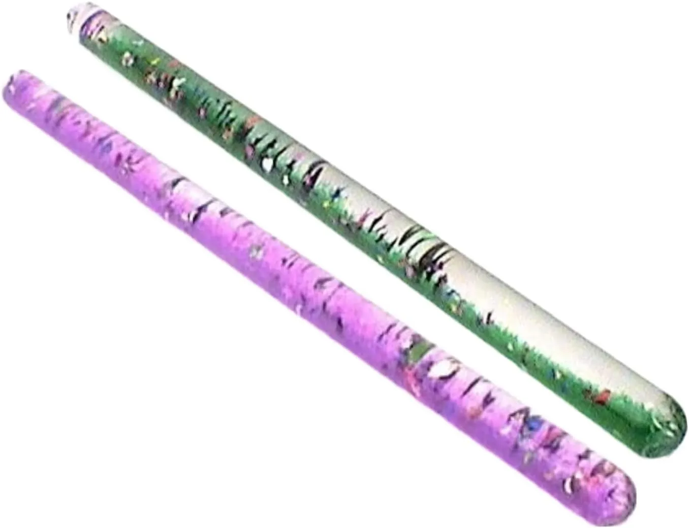 Glitter Wand, Magic Wonder Wand Tube - for Kids, TWO 11" Halloween Costume Accessory Princess Fairy Wizard Pretend Play (Purple, Green)