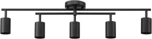 GLOBE Electric 64000052 5-Light Track Lighting, Matte Black Finish, 34" Center Swivel Bar, Adjustable Shades, GU10 Base, Dimmable
