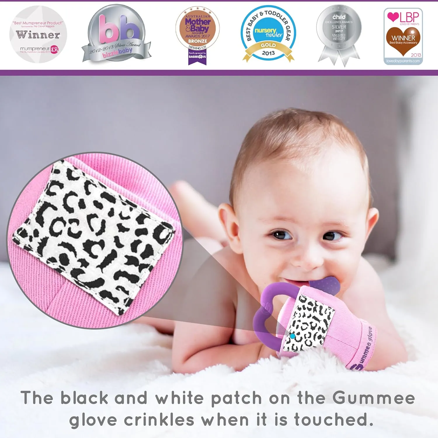 Glove Baby Teething Mitten With Detachable Toy - 3-9 Months - 100% Cotton Premium Glove With Silicone Heart Ring