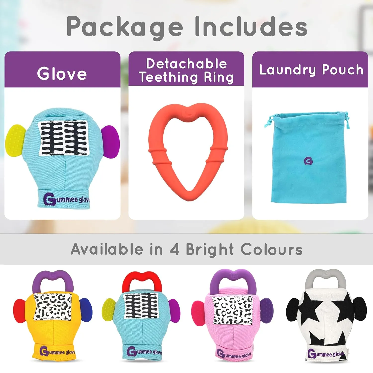 Glove Baby Teething Mitten With Detachable Toy - 3-9 Months - 100% Cotton Premium Glove With Silicone Heart Ring