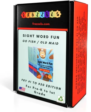Go Fish Sight Words Card Game for Kids for Ages 4  with Fry 1 to 50 Version with Old Maid Option (Prek and Kindergarten with Includes Images