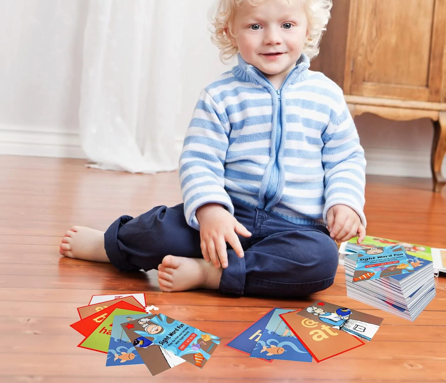Go Fish Sight Words Card Game for Kids for Ages 4  with Fry 1 to 50 Version with Old Maid Option (Prek and Kindergarten with Includes Images
