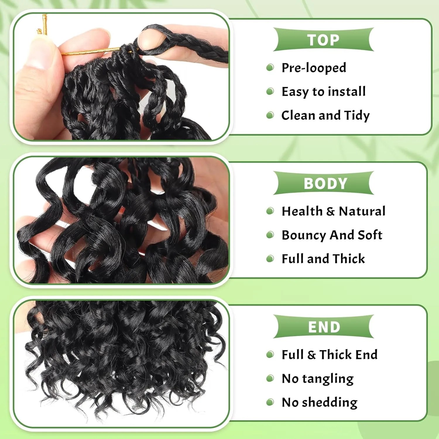 Gogo Curl Crochet Hair 8 Packs Ocean Wave Crochet Hair Pre Looped Deep Twist Goddess Box Braids Curly Water Wave Synthetic Braiding Hair For Black Women (#1B, 12 Inch (Pack of 8))