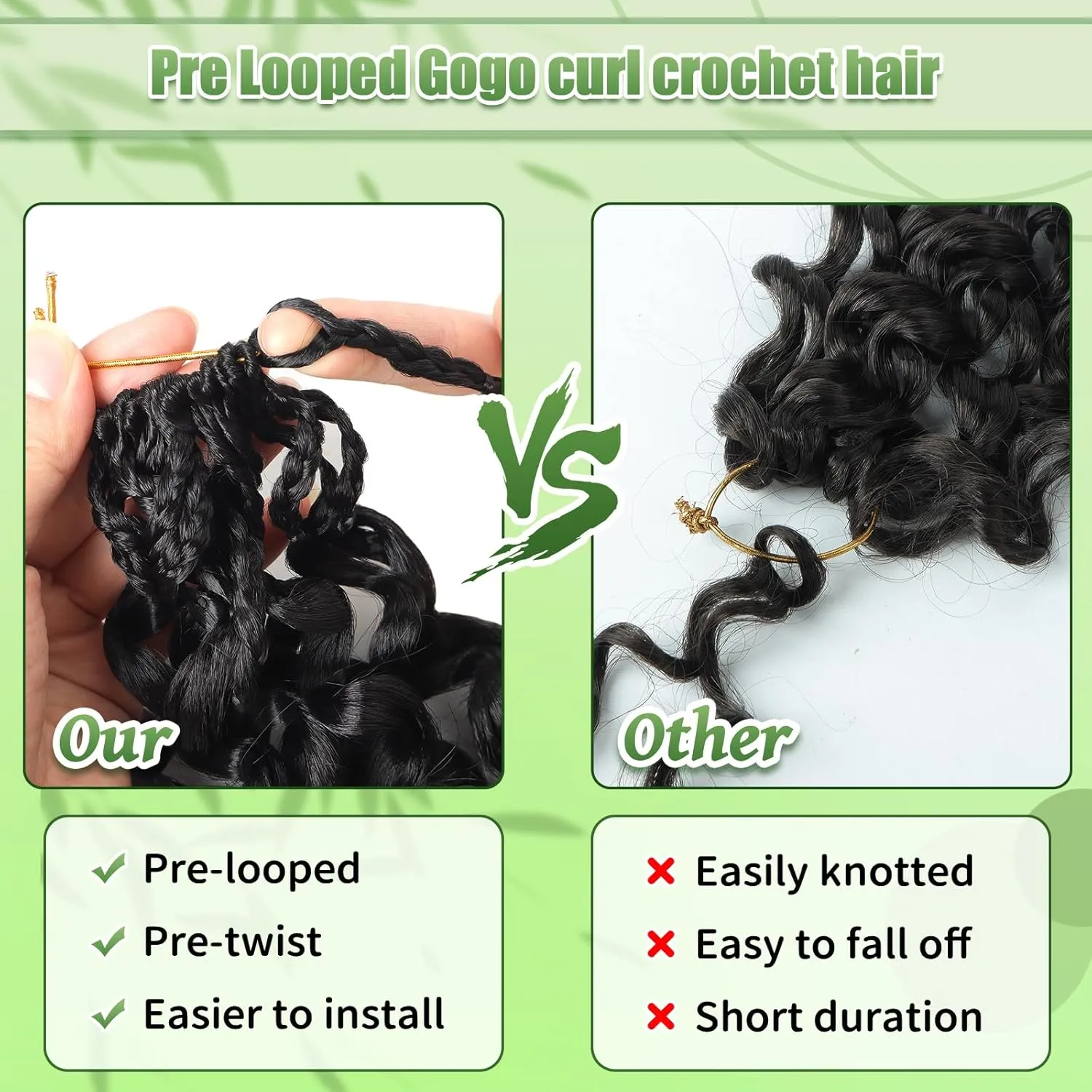 Gogo Curl Crochet Hair 8 Packs Ocean Wave Crochet Hair Pre Looped Deep Twist Goddess Box Braids Curly Water Wave Synthetic Braiding Hair For Black Women (#1B, 12 Inch (Pack of 8))