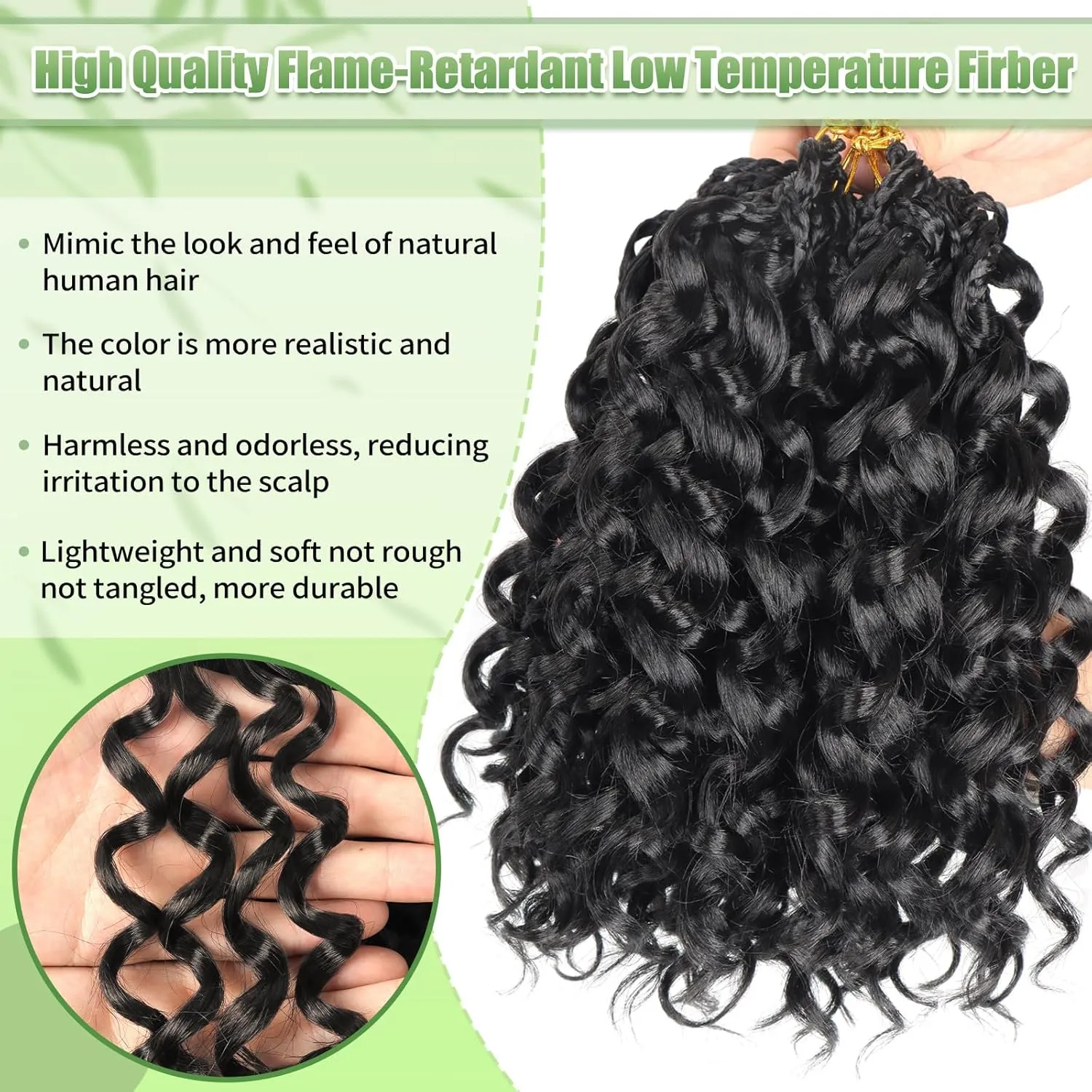 Gogo Curl Crochet Hair 8 Packs Ocean Wave Crochet Hair Pre Looped Deep Twist Goddess Box Braids Curly Water Wave Synthetic Braiding Hair For Black Women (#1B, 12 Inch (Pack of 8))