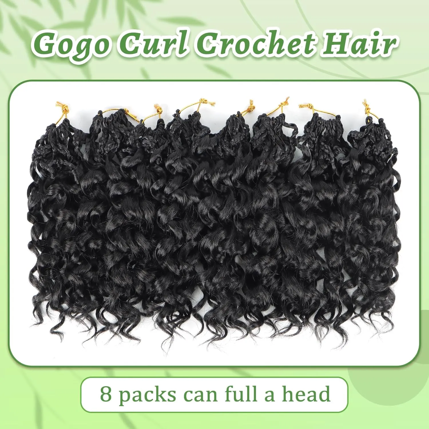Gogo Curl Crochet Hair 8 Packs Ocean Wave Crochet Hair Pre Looped Deep Twist Goddess Box Braids Curly Water Wave Synthetic Braiding Hair For Black Women (#1B, 12 Inch (Pack of 8))