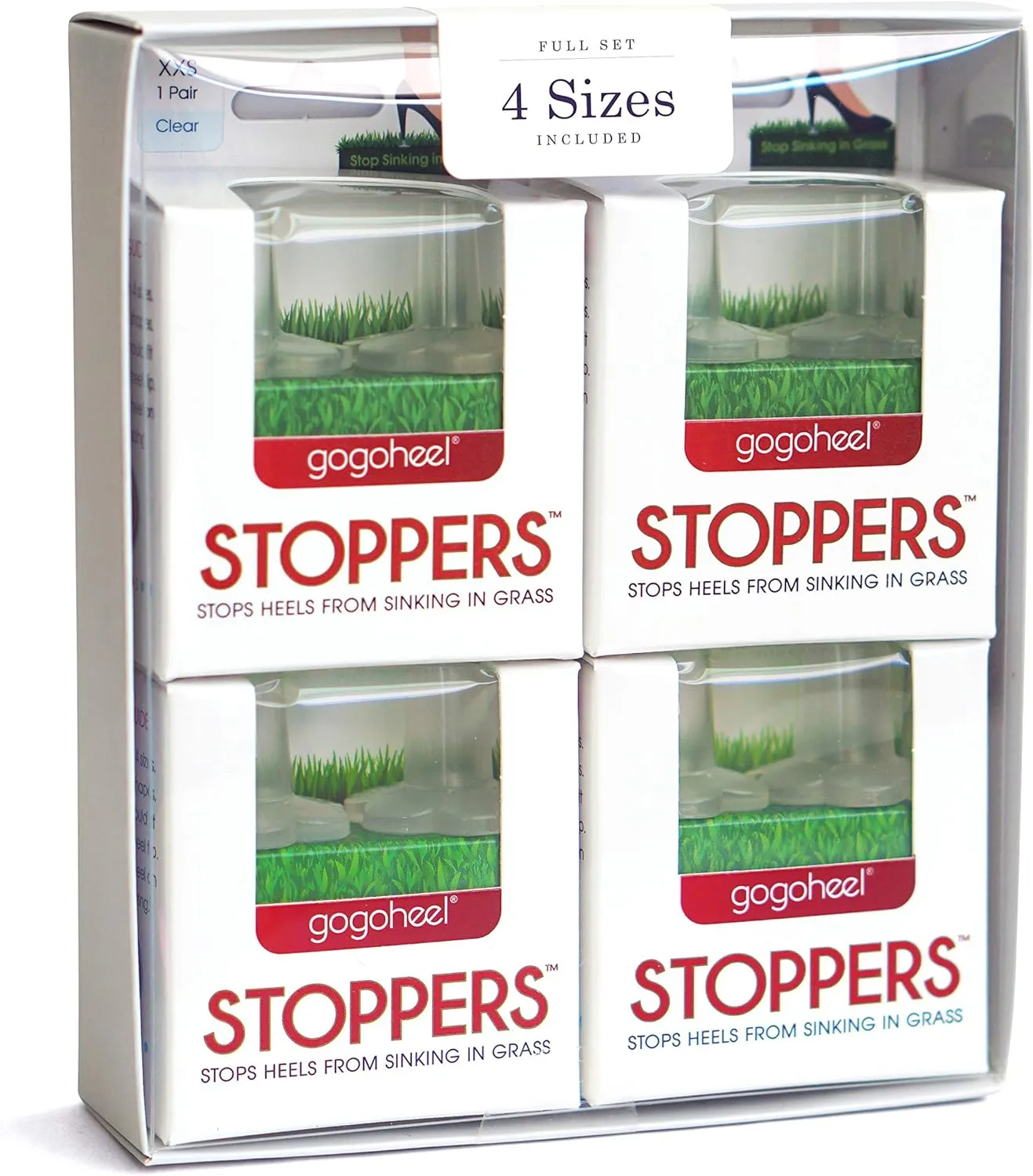 GoGoHeel STOPPERS Heel Protectors - Stops Sinking into Grass (4 Size Set) - Made in USA