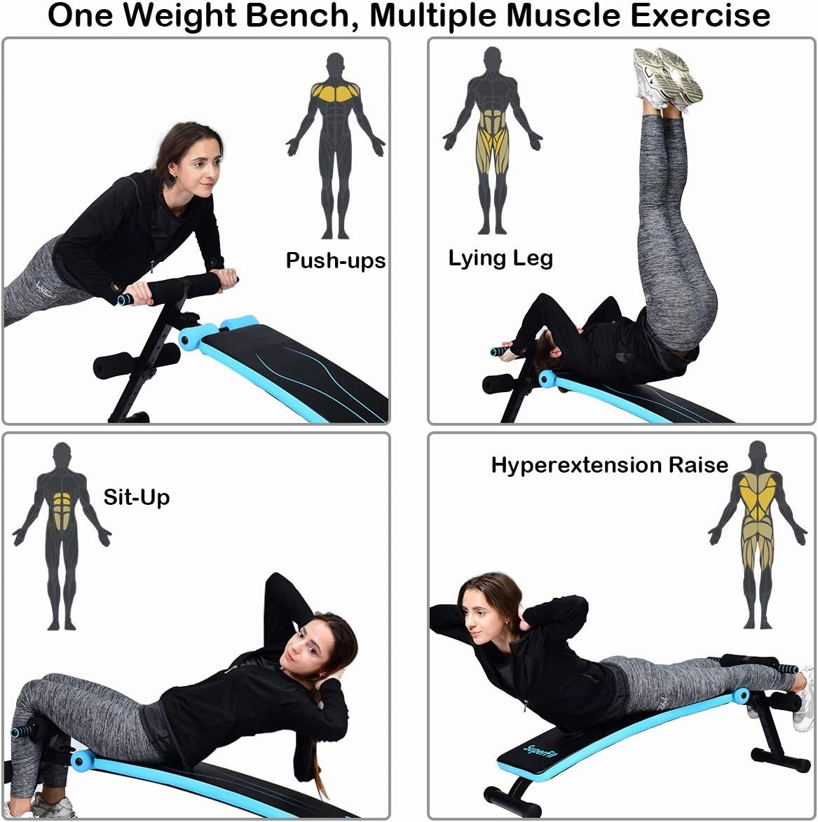 Goplus Adjustable Sit Up Bench, Abdominal Training Workout Slant Bench, Decline Curved Ab Bench for Home Gym Ab Exercises