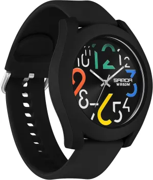Gosasa Mens Analog Quartz Watch Creative Colorful Removable 5ATM Waterproof Sports Wristwatch Minimalist Luminous Analog Watch with Silicone Strap