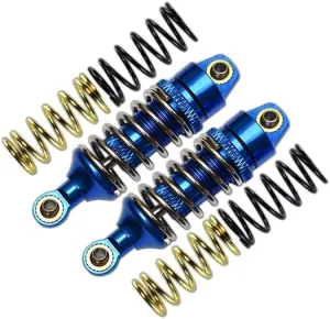 GPM For Traxxas 1/16 Mini E-Revo, Mini Slash, Mini Summit Upgrade Parts Aluminum Front/Rear Adjustable Spring Damper (1.2mm,1.3mm & 1.4mm Coil Springs) With Aluminum Ball Ends - 1Pr Set Blue