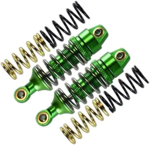 GPM for Traxxas 1/16 Mini E-Revo, Mini Slash, Mini Summit Upgrade Parts Aluminum Front/Rear Adjustable Spring Damper (1.2mm,1.3mm & 1.4mm Coil Springs) with Aluminum Ball Ends - 1Pr Set Green