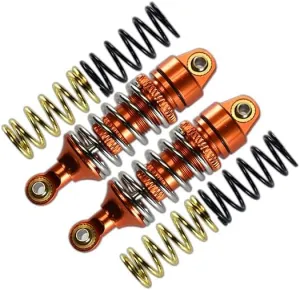 GPM for Traxxas 1/16 Mini E-Revo, Mini Slash, Mini Summit Upgrade Parts Aluminum Front/Rear Adjustable Spring Damper (1.2mm,1.3mm & 1.4mm Coil Springs) with Aluminum Ball Ends - 1Pr Set Orange