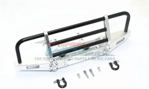 GPM For Traxxas TRX-4 Defender/TRX-4 Tactical Unit/Axial SCX10 II Upgrade Parts Aluminum Adjustable Front Brushguard Bumper - 1 Set Silver Black