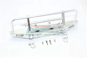 GPM For Traxxas TRX-4 Defender/TRX-4 Tactical Unit/Axial SCX10 II Upgrade Parts Aluminum Adjustable Front Brushguard Bumper - 1 Set Silver