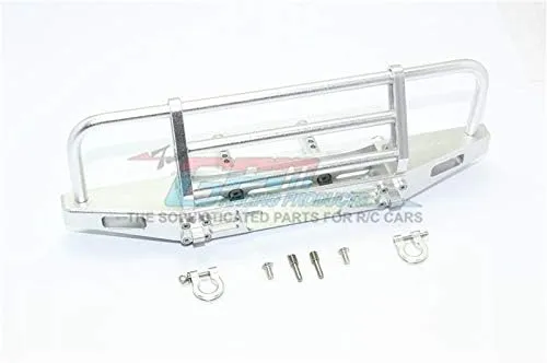GPM For Traxxas TRX-4 Defender/TRX-4 Tactical Unit/Axial SCX10 II Upgrade Parts Aluminum Adjustable Front Brushguard Bumper - 1 Set Silver