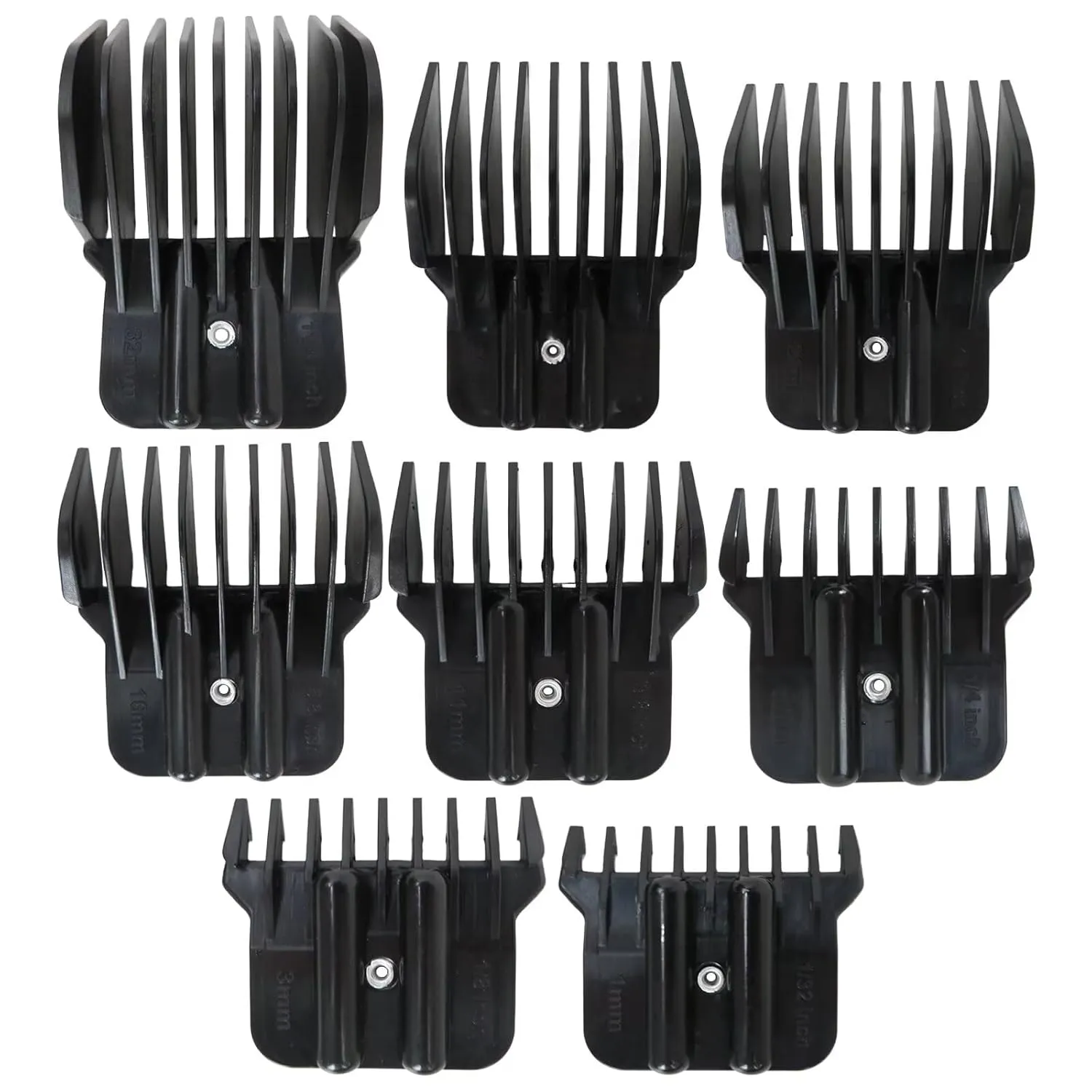 GRABOTE-New Hair Clipper Guards Set Fit for Wahl Detailer/for Andis T Out*liner/for Andis D8/ for BaBy*liss*PRO Replacement - 1/32" to 11/4", 8 Pieces Set, Black