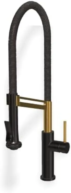 GRAFF G-4641-LM66K Futurismo Pull-Down Kitchen Faucet (Brushed Onyx/Brushed Brass)