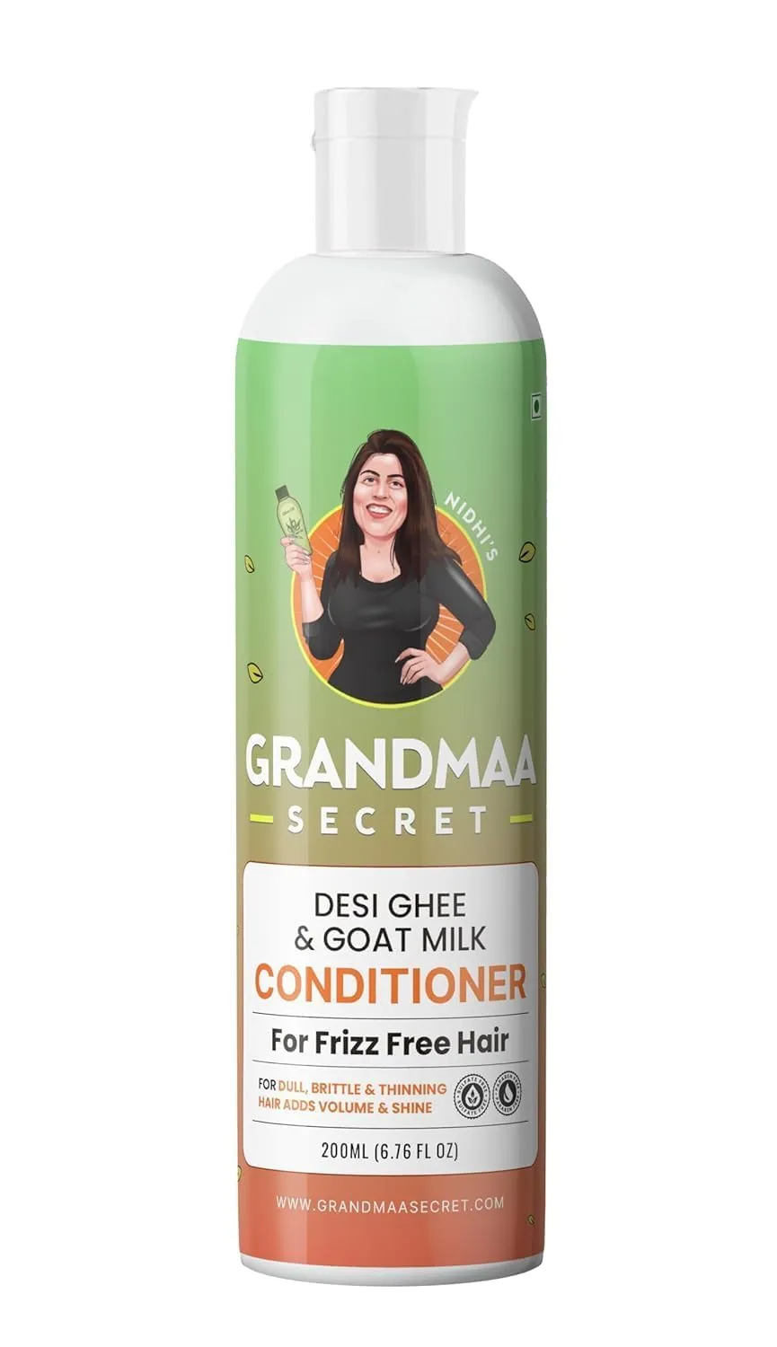 GRANDMA SECRET'S Desi Ghee and Goat Milk Conditioner - Handmade Natural Conditioner for Extreme Dry Hair - Anti Frizz for Soft, Shiny Hair - Sulphate/Paraben Free - 200mL