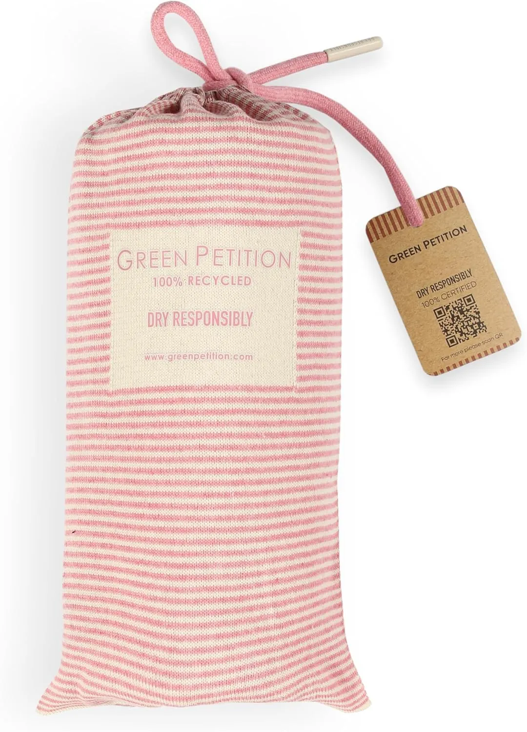 Green Petition Calm Candy 30”x56” Beach Towel with Carrying Bag, 100% Recycled, Quick Dry, Compact, Undyed, Ecofriendly, Organic Towel, Bath Towel, Multipurpose Use for Sports, Travel, Fitness.
