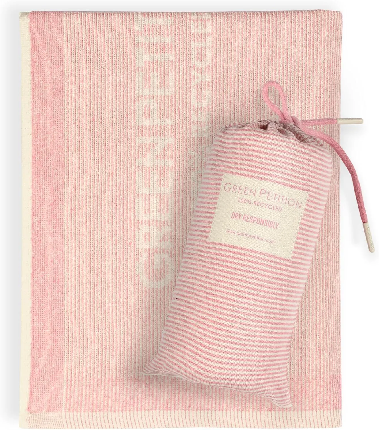 Green Petition Calm Candy 30”x56” Beach Towel with Carrying Bag, 100% Recycled, Quick Dry, Compact, Undyed, Ecofriendly, Organic Towel, Bath Towel, Multipurpose Use for Sports, Travel, Fitness.