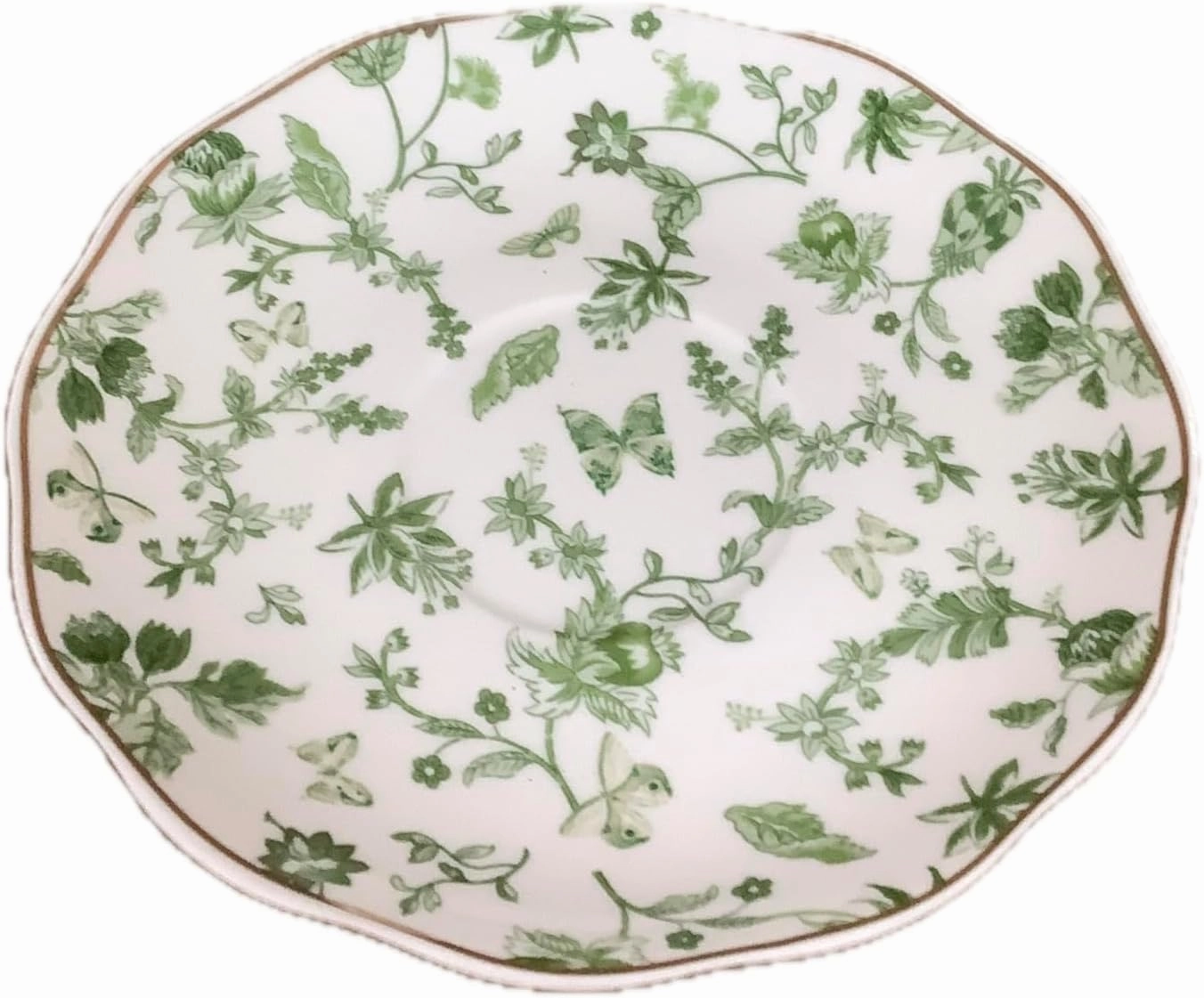 Green Floral Teacup and Saucer