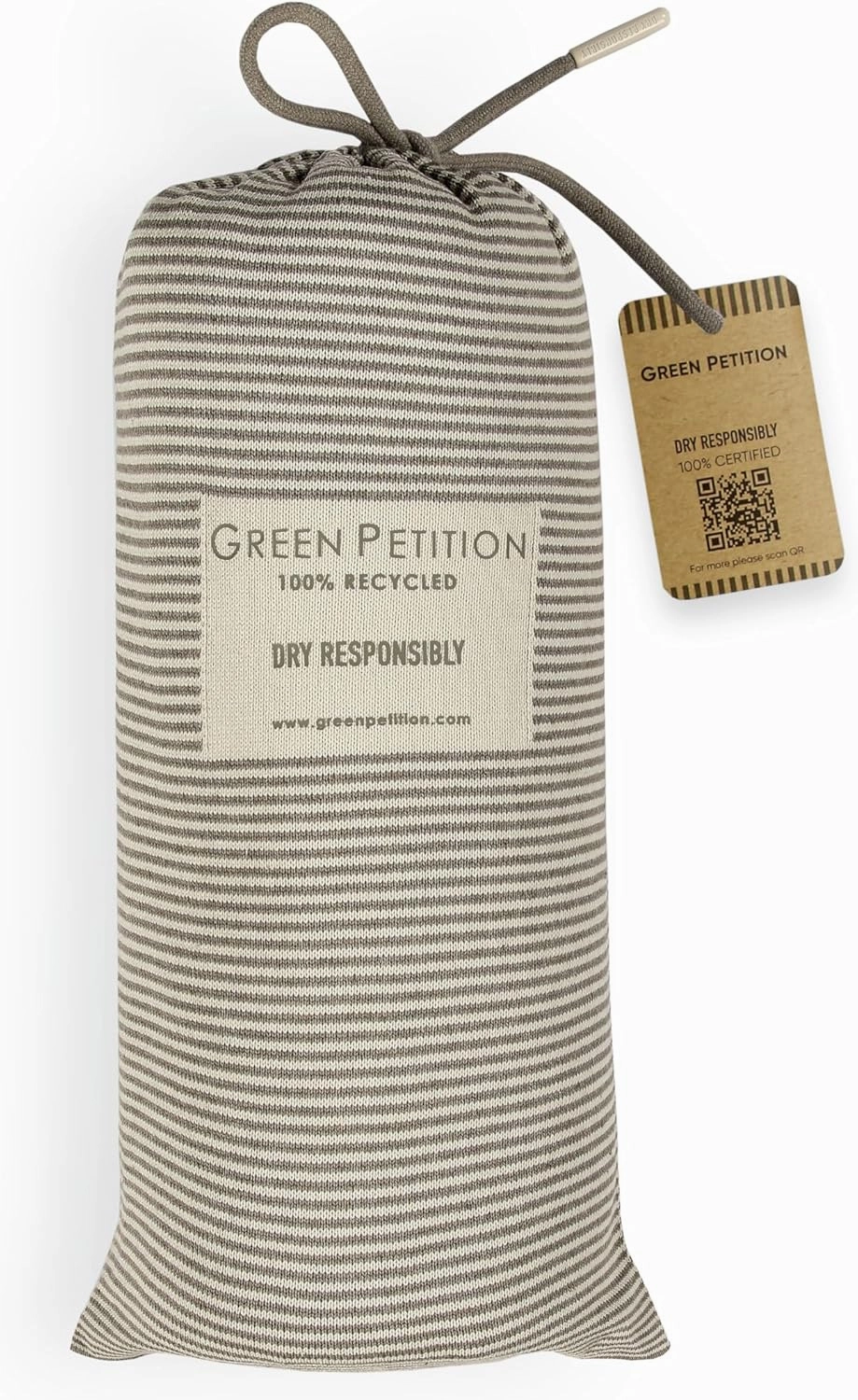 Green Petition Calm Clay Towel 40”x70” Beach Towel with Carrying Bag, 100% Recycled, Quick Dry, Compact, Undyed, Ecofriendly, Organic Towel, Bath Towel, Multipurpose Use for Sports, Travel, Fitness.