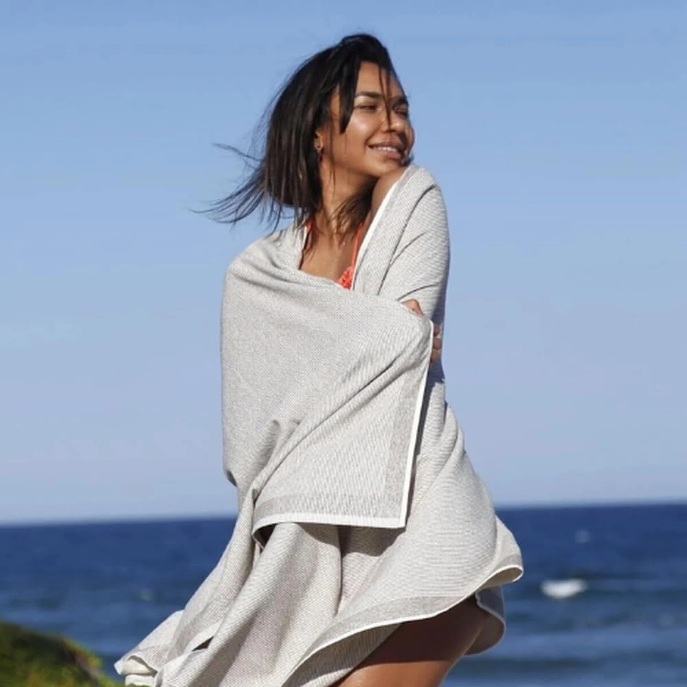 Green Petition Calm Clay Towel 40”x70” Beach Towel with Carrying Bag, 100% Recycled, Quick Dry, Compact, Undyed, Ecofriendly, Organic Towel, Bath Towel, Multipurpose Use for Sports, Travel, Fitness.