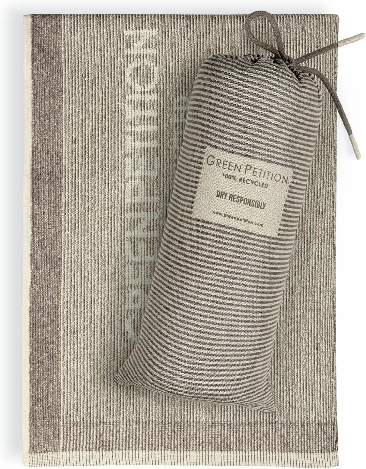Green Petition Calm Clay Towel 40”x70” Beach Towel with Carrying Bag, 100% Recycled, Quick Dry, Compact, Undyed, Ecofriendly, Organic Towel, Bath Towel, Multipurpose Use for Sports, Travel, Fitness.