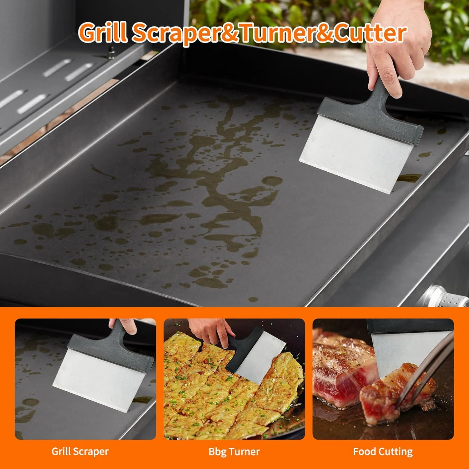 Griddle Cleaning Kit for Blackstone Accessories,Flat Top Grill Cleaning Kit Tools for Outdoor,Griddle Cleaner Brush Set with Grill Stone Cleaning Brick, Griddle Scraper&Scouring Pads