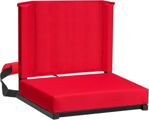 HABUTWAY Stadium Seat for Bleachers with Back Support and Thick Cushion, Bleacher Seat with Shoulder Strap and Side Pocket Hold up 350lbs Bench Chair for Bleachers