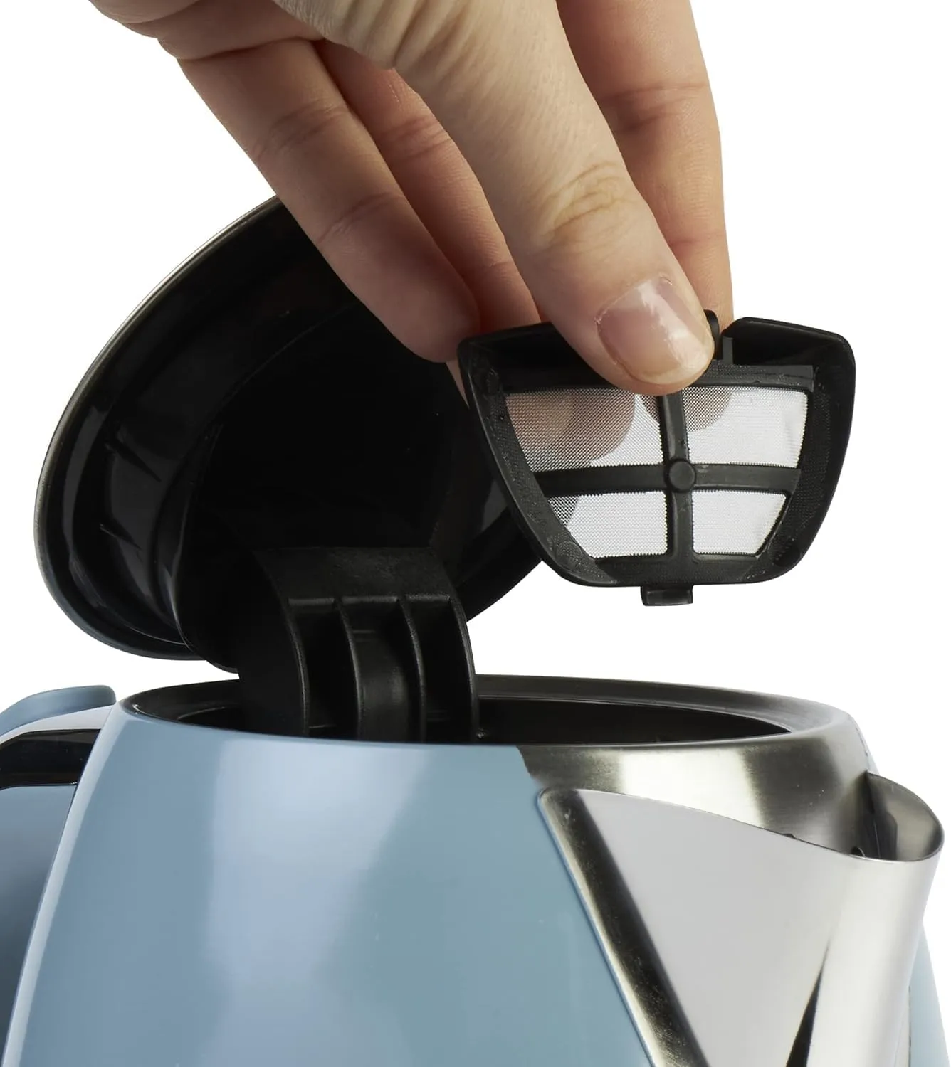 Haden Brighton Electric Kettle, Cordless 1.7 Liter Hot Water Boiler with Chrome Accents, Retro Style, and Auto Shut Off, Sky Blue