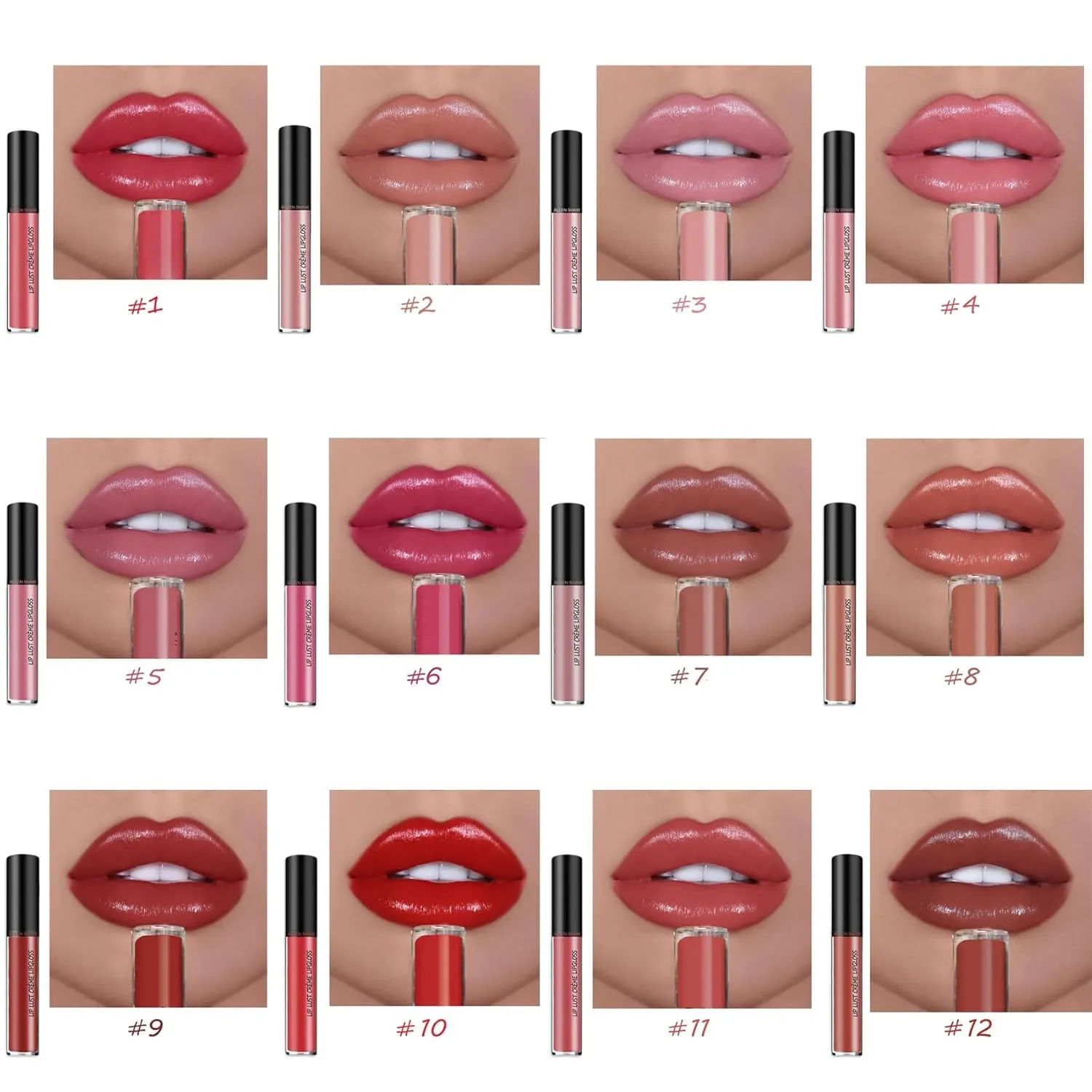 Hailnrothwad Lipstick,12 Colors Cream Texture Lipstick, Keep Shiny All Day with Waterproof, Smudge-Proof (1#Amore)
