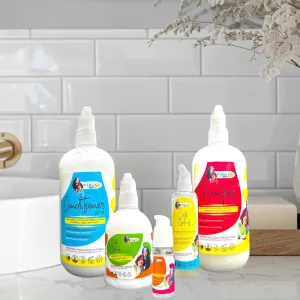 Hair Care Set with Shampoo, Conditioner, Shine Drops, Curl Styling Gel & Cream.