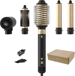 Hair Dryer Brush, webeauty 5 in 1 Professional Hot Air Styling, High-Speed Negative Ionic Hair Dryer Fast Drying, Multi Hair Styler with Air Curling Iron, Volumizing, Straightening (Black)