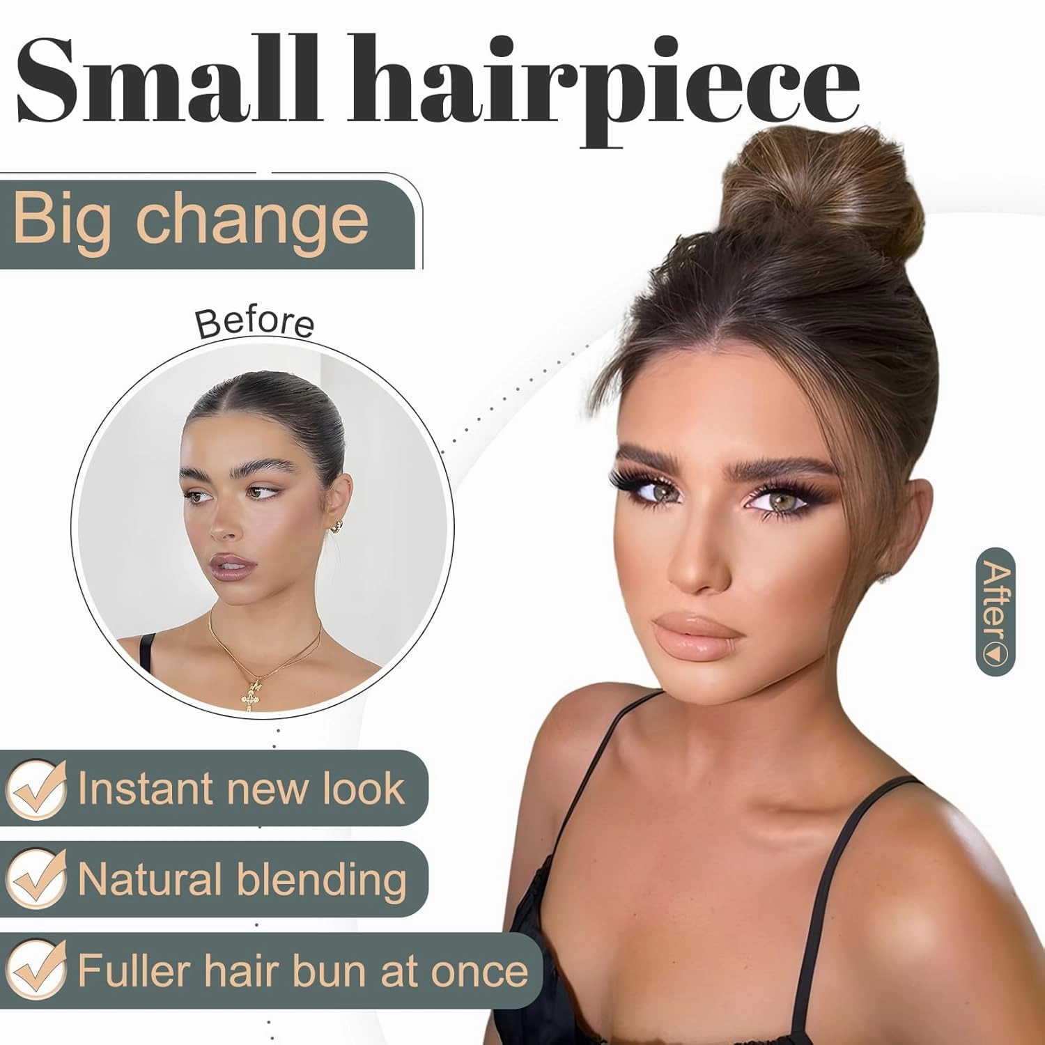 Hairro Hair Bun Hair Piece Human Hair Bun Scrunchies Real Hair Updo Hairpieces Remy Hair Bun Donot Elegant Chignon with Stretchy Elastic Rubber Band For Women 1PC 23g #06 Light Brown