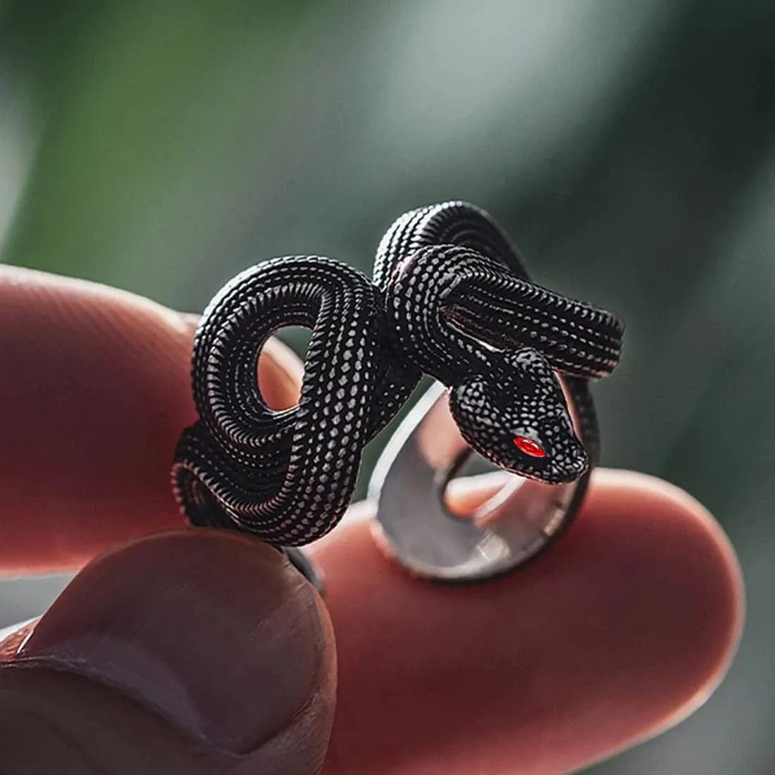 HAIXIAN Unisex Cool Wrap Snake Ring,Retro S925 Sterling Silver Punk Gothic Cocktail Party Biker Snake Animal Ring for Men Women