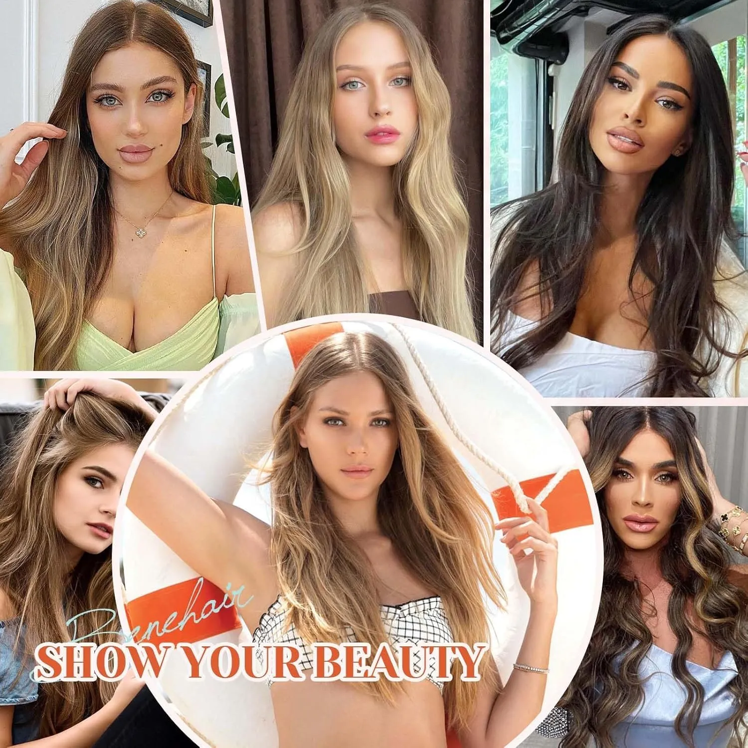 Halo Hair Extensions, Benehair Halo Blonde Hair Extensions for Women, 100% Human Hair Invisible Wire Hair Extensions for Adding Volume, 12 Inch Halo Extensions #18P613 Ash Blonde&Bleach Blonde