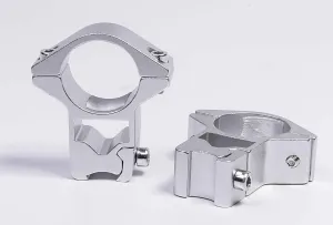 Hammers 1 inch Stainless Silver Chrome 22 Rifle Scope Ring Set 10/22 Rimfire 3/8" Dovetail