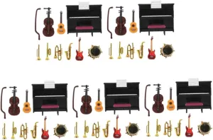 HANABASS 1 Set Miniature Doll House Musical Instrument Lovely Decor for Scenes Design for Photography and Decoration Includes Piano and Violin Props