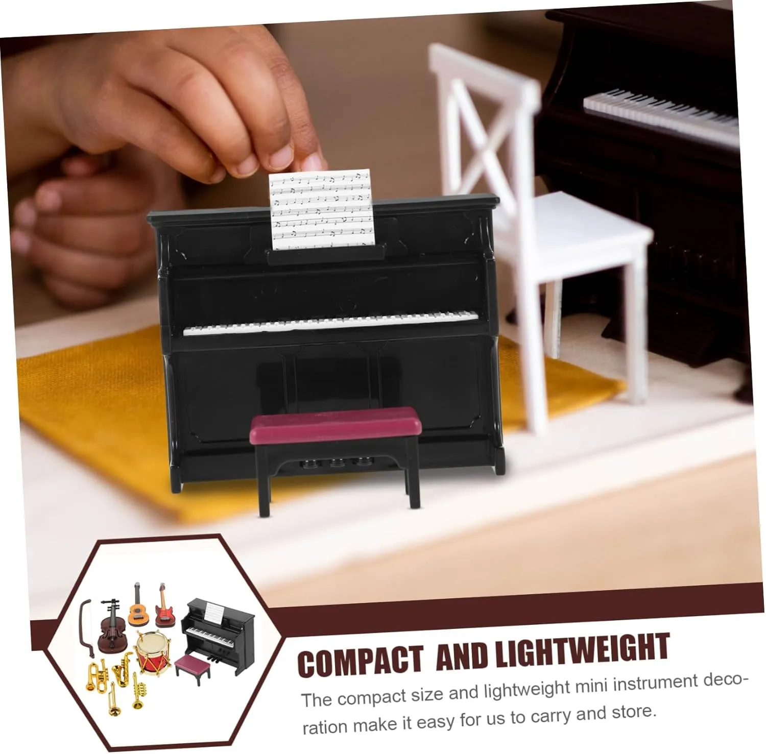 HANABASS 1 Set Miniature Doll House Musical Instrument Lovely Decor for Scenes Design for Photography and Decoration Includes Piano and Violin Props