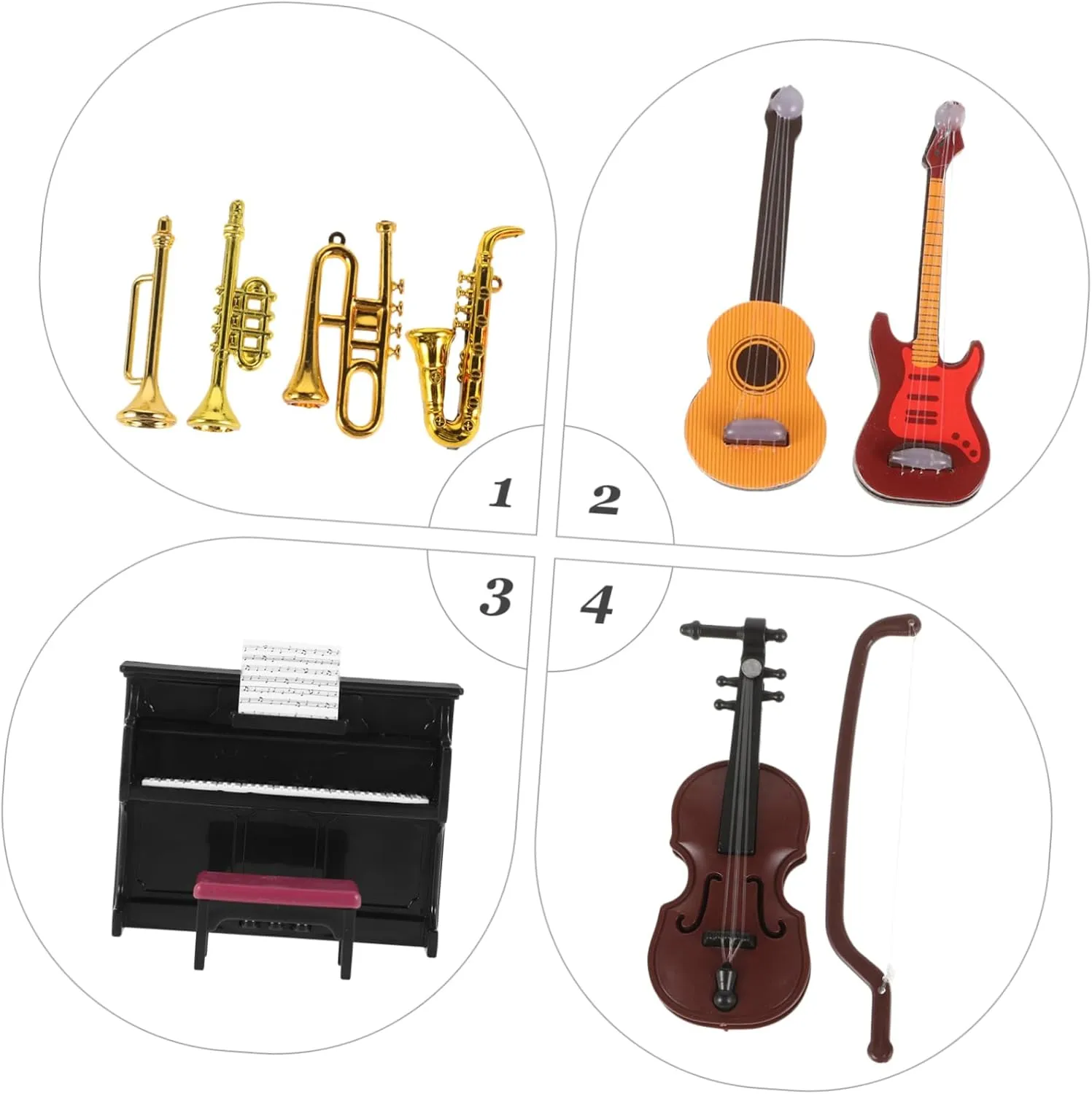 HANABASS 1 Set Miniature Doll House Musical Instrument Lovely Decor for Scenes Design for Photography and Decoration Includes Piano and Violin Props
