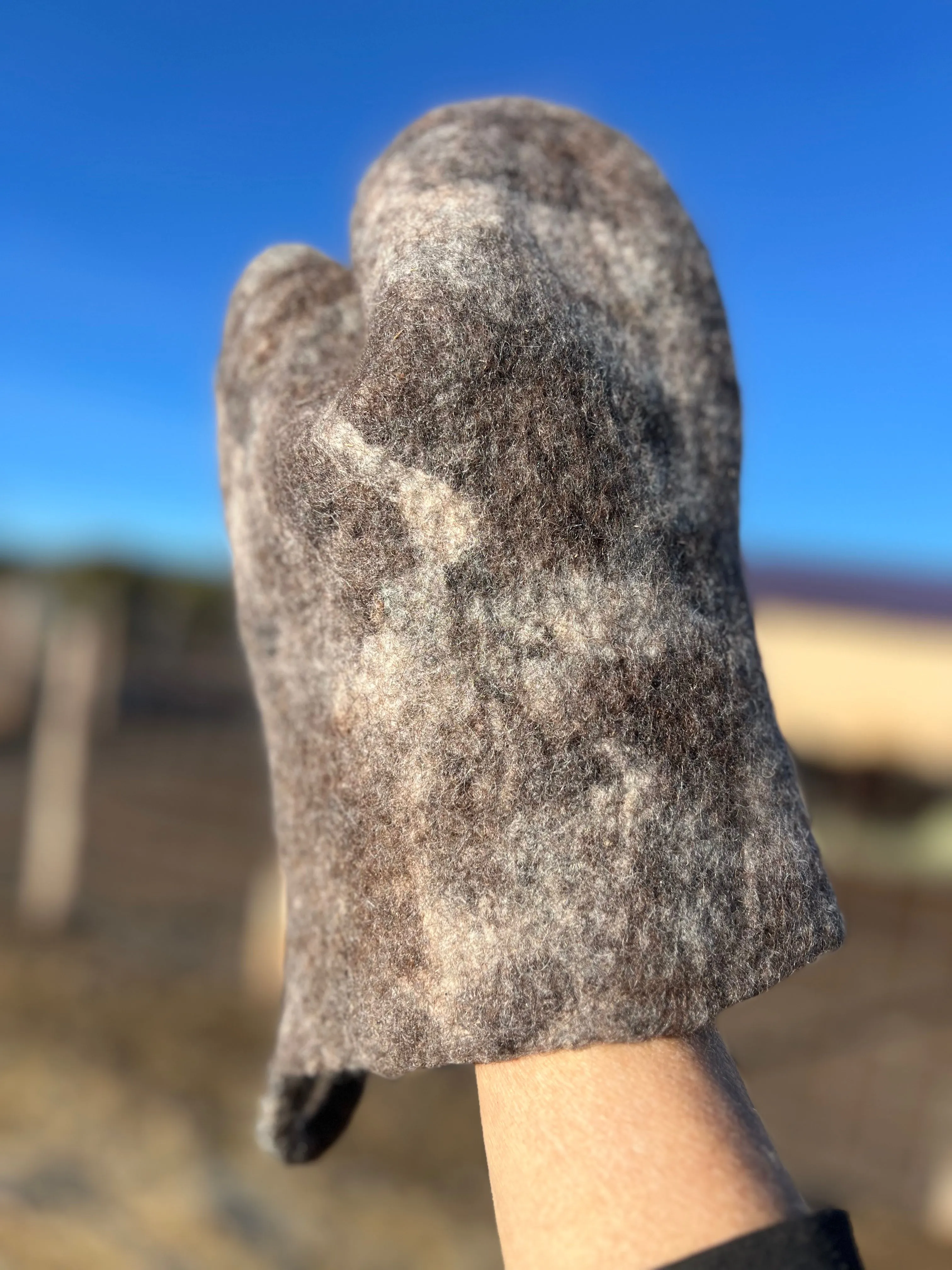 Hand Felted Alpaca & Merino Oven Mitt & Pot Holder Set - Natural Heat Protection