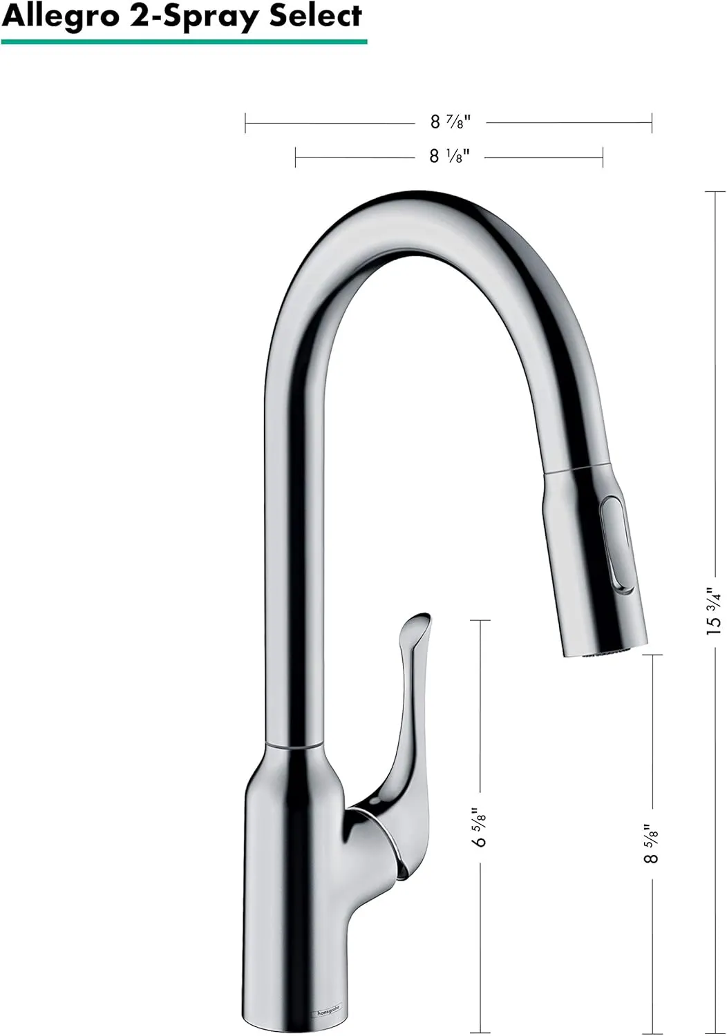 hansgrohe Allegro N Chrome High Arc Kitchen Faucet, Kitchen Faucets with Pull Down Sprayer, Faucet for Kitchen Sink, Chrome 71843001