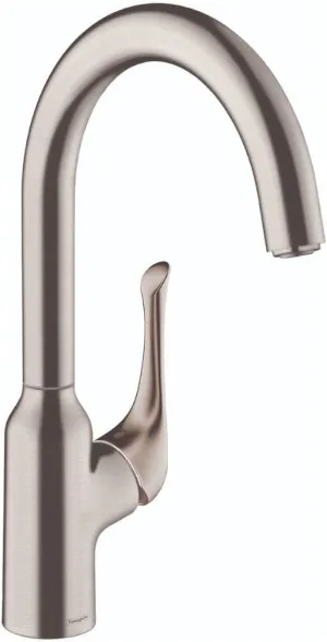 hansgrohe Allegro N Stainless Steel Bar Kitchen Faucet, Bar Sink Faucet Single Hole, Faucet for Kitchen Sink, Stainless Steel Optic 71845801